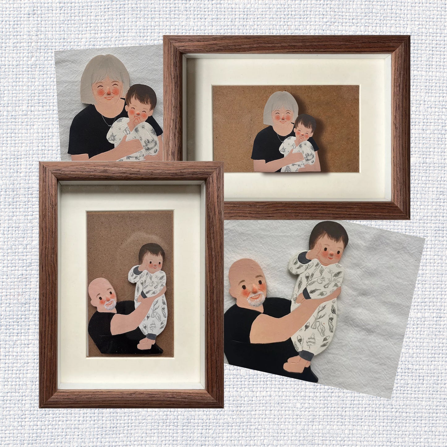 Family Keepsake Portrait - Handmade Clay Art | Fridge Magnet or Frame