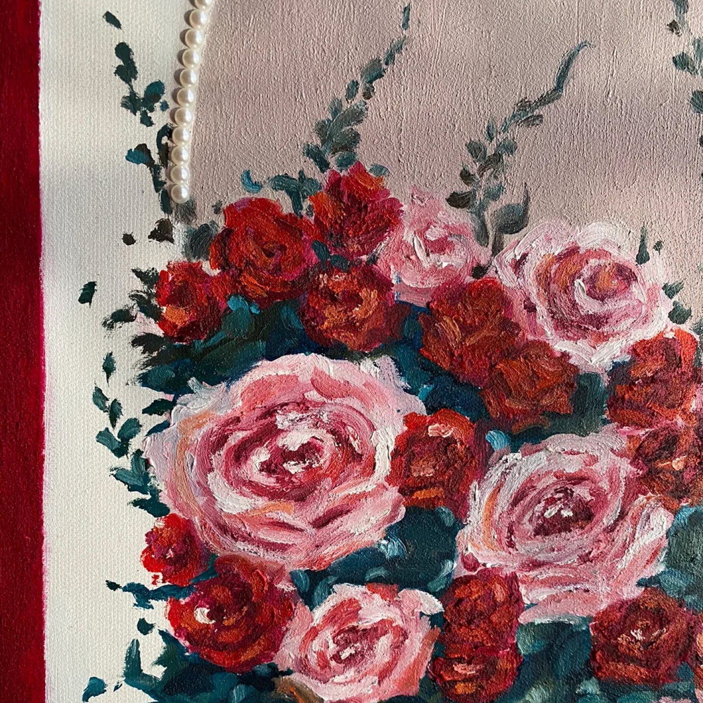 Pearl-Embellished Finger Rose Canvas Art Kit