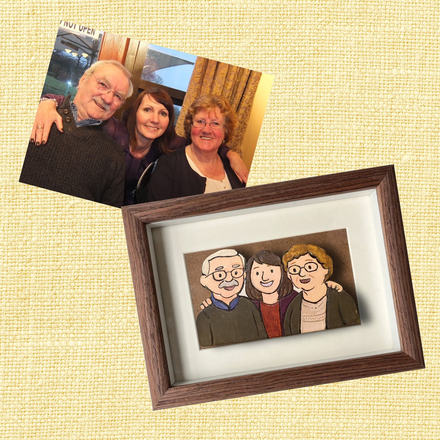 Family Keepsake Portrait - Handmade Clay Art | Fridge Magnet or Frame