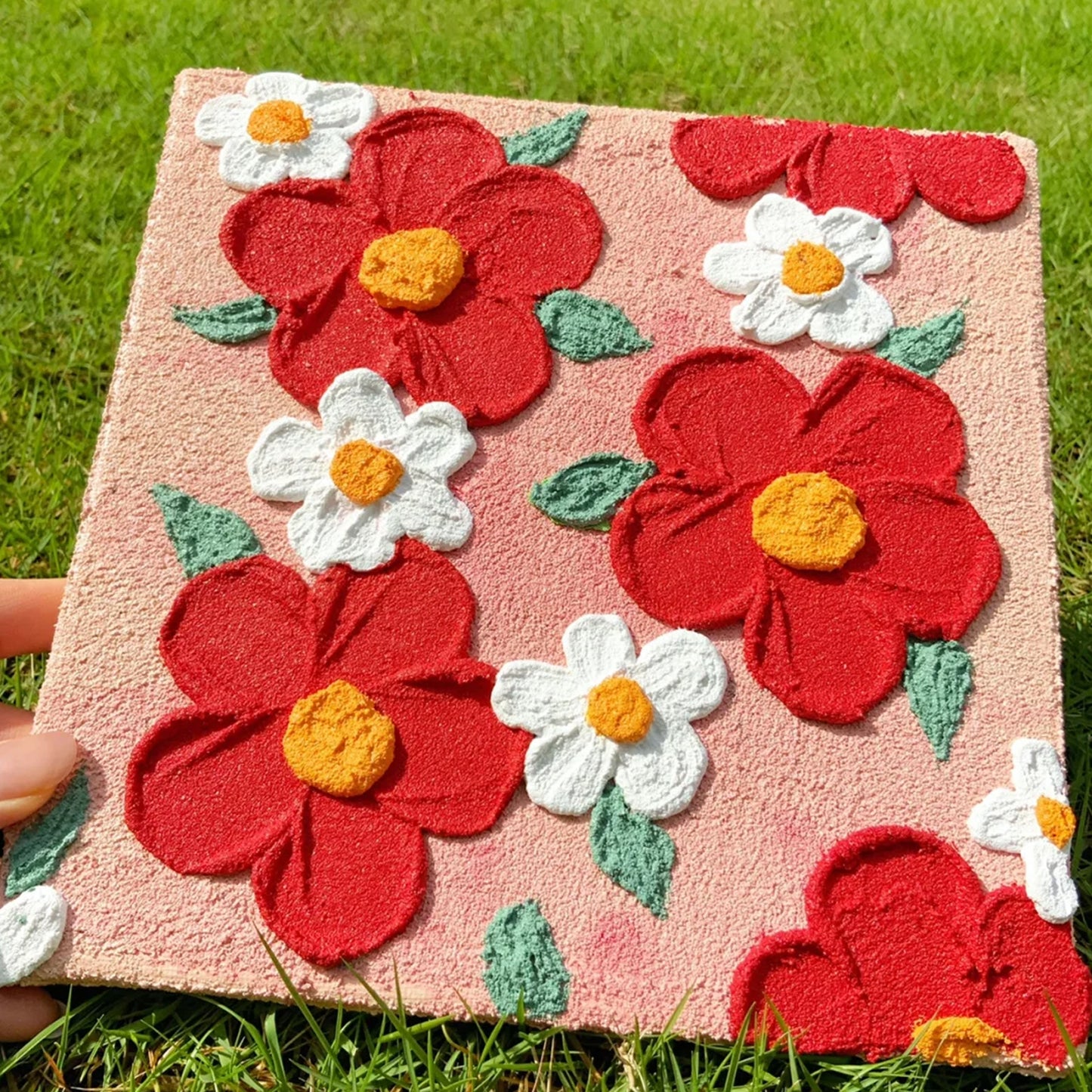 Textured Floral Sand & Acrylic Painting Canvas Kit