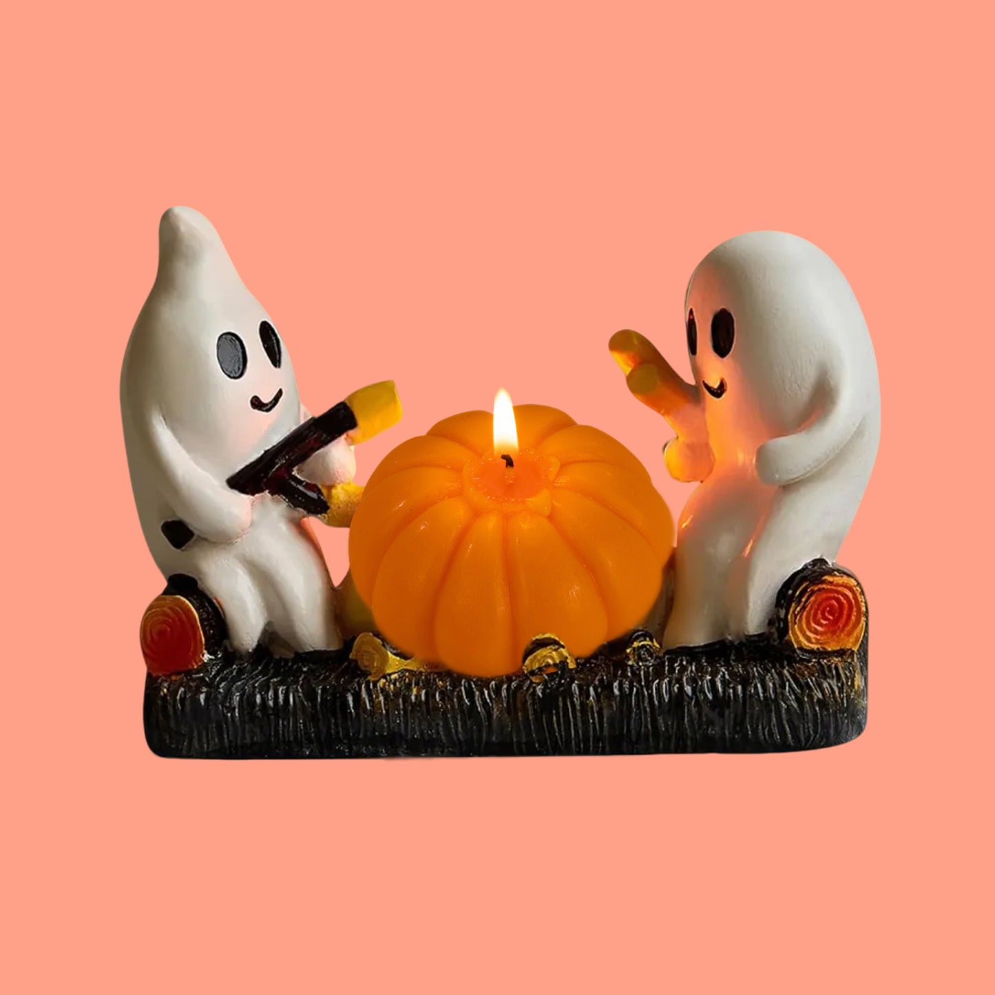 Glow-in-the-Dark Haunted Candle Holder Kit: DIY Spooky Ghost & Pumpkin Air Dry Clay Craft