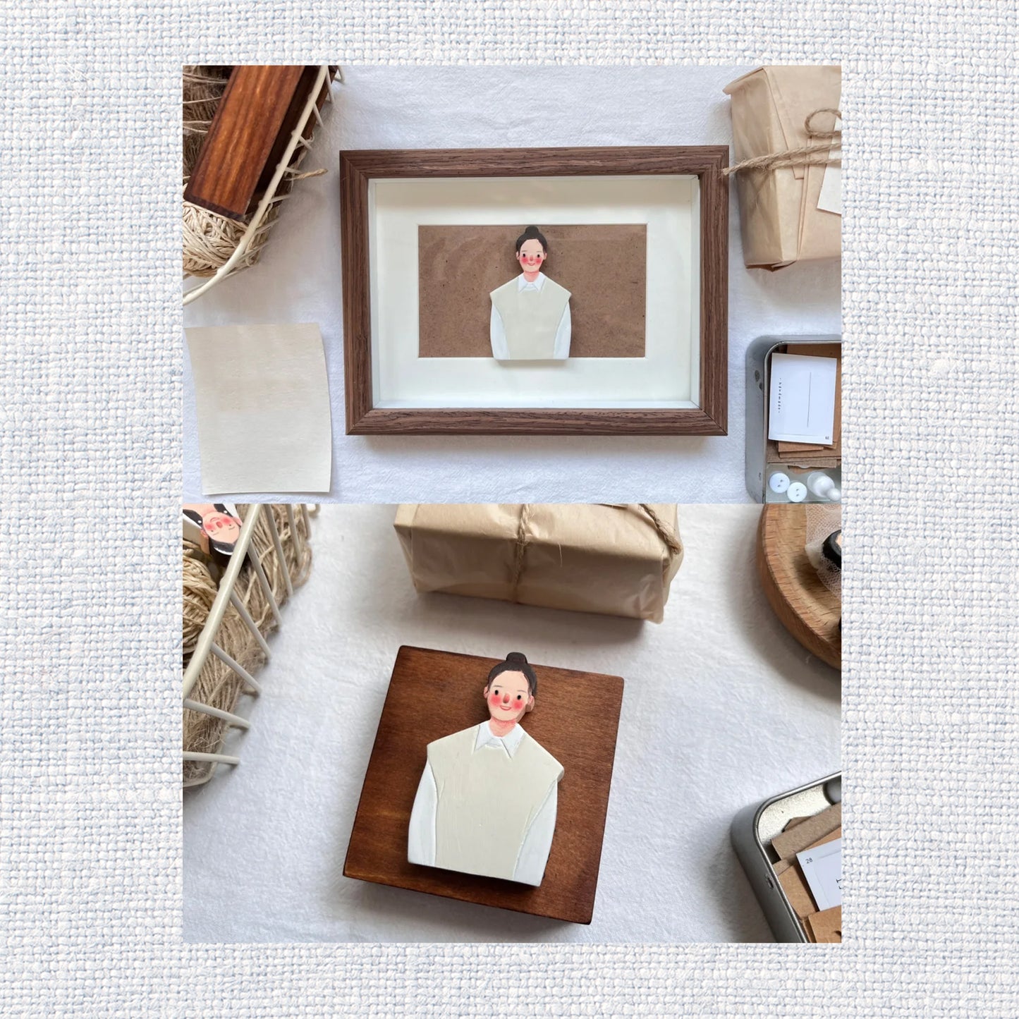 Family Keepsake Portrait - Handmade Clay Art | Fridge Magnet or Frame