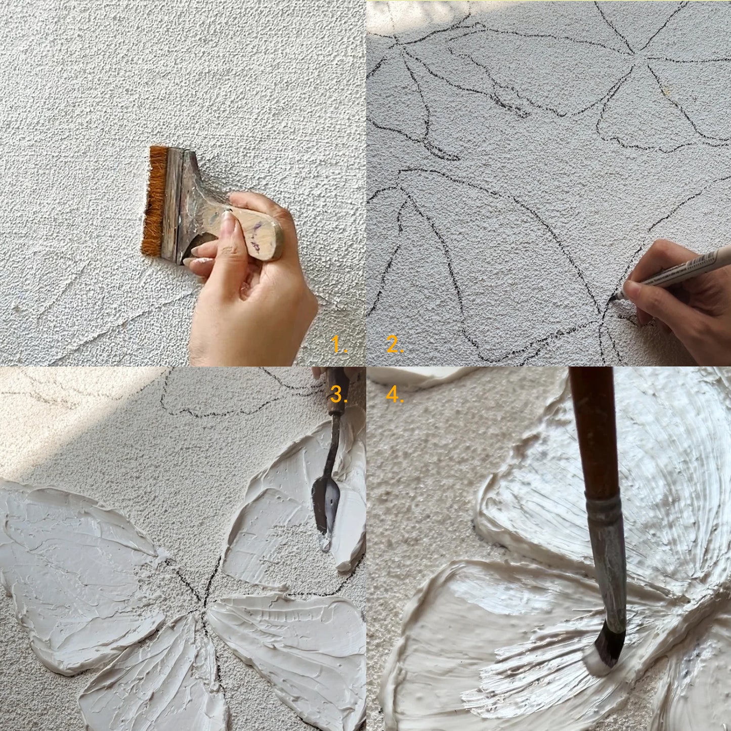 White Luminous Butterfly Texture Wall Art Kit