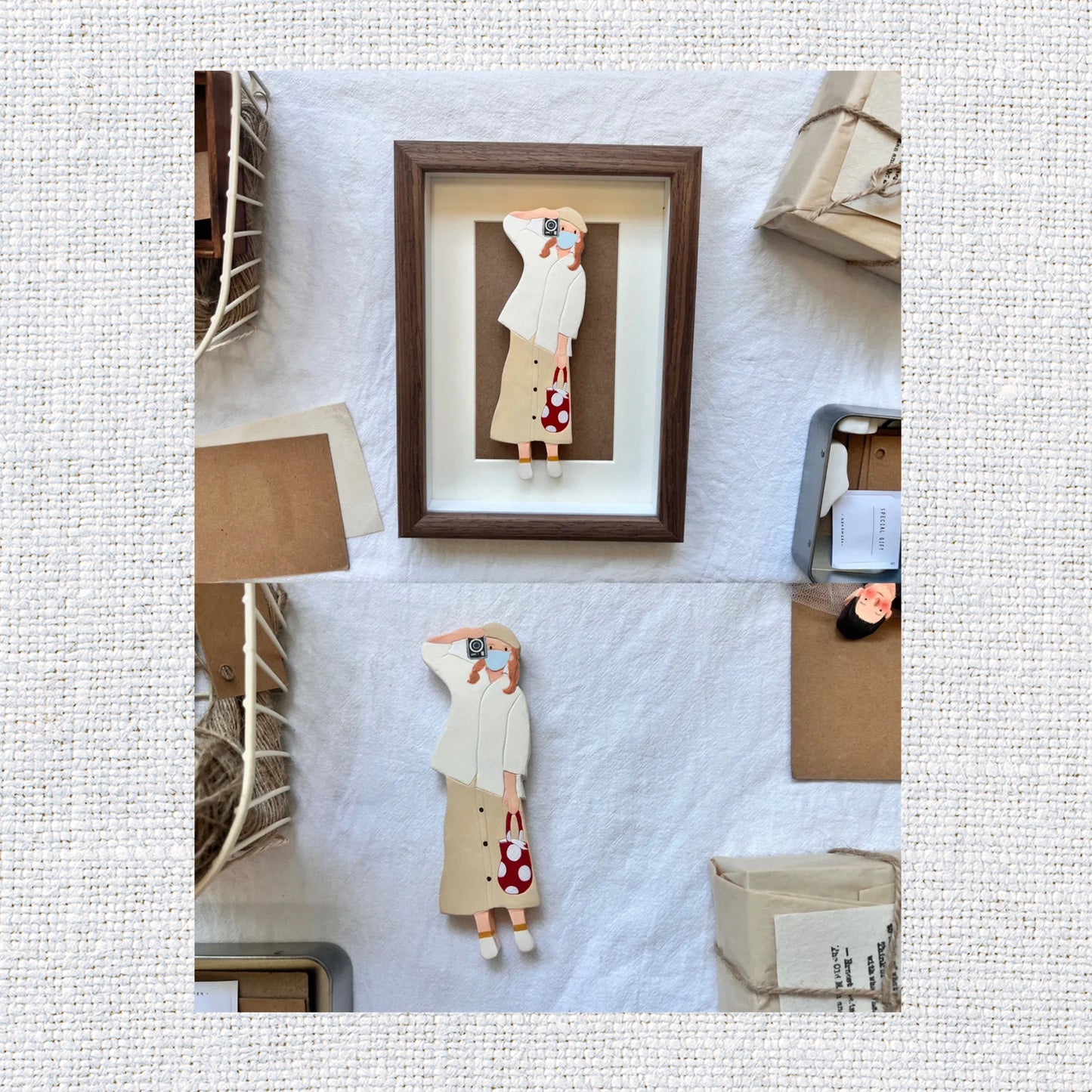 Family Keepsake Portrait - Handmade Clay Art | Fridge Magnet or Frame