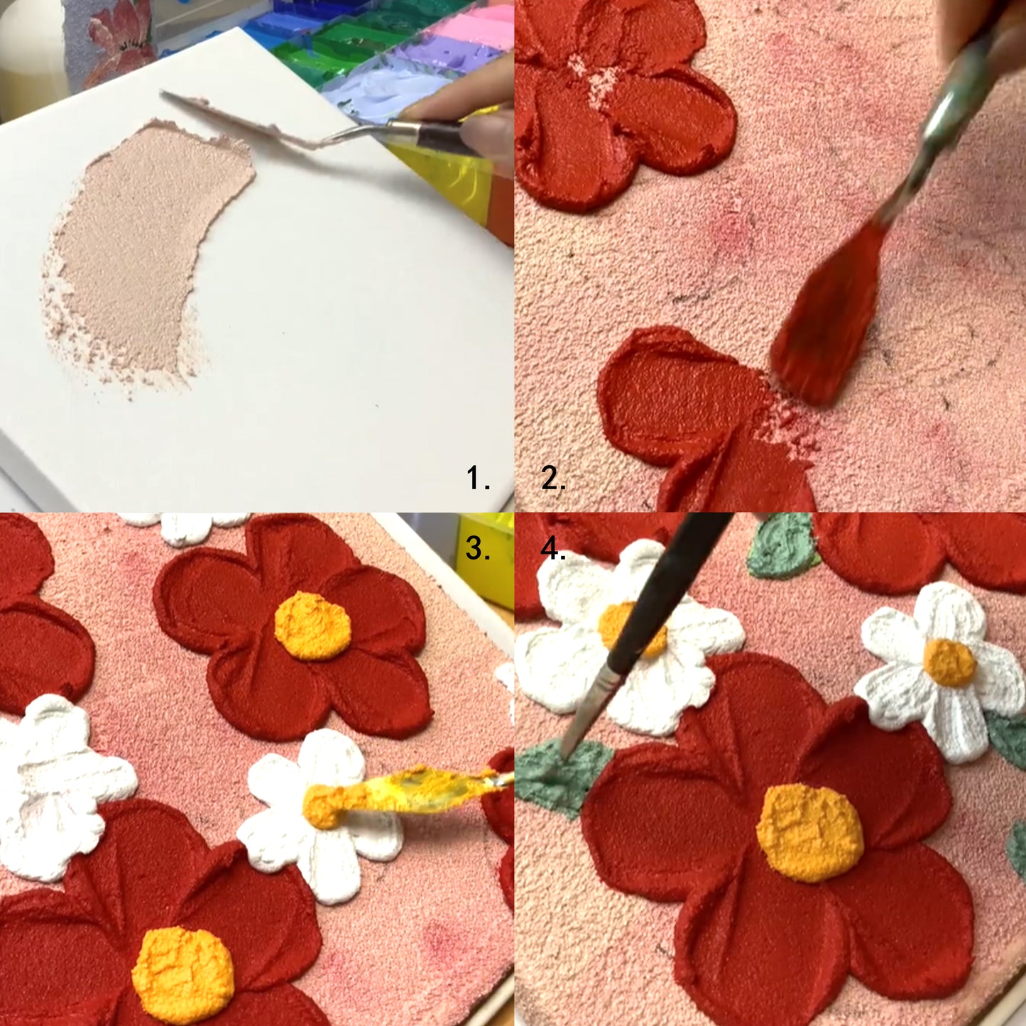 Textured Floral Sand & Acrylic Painting Canvas Kit