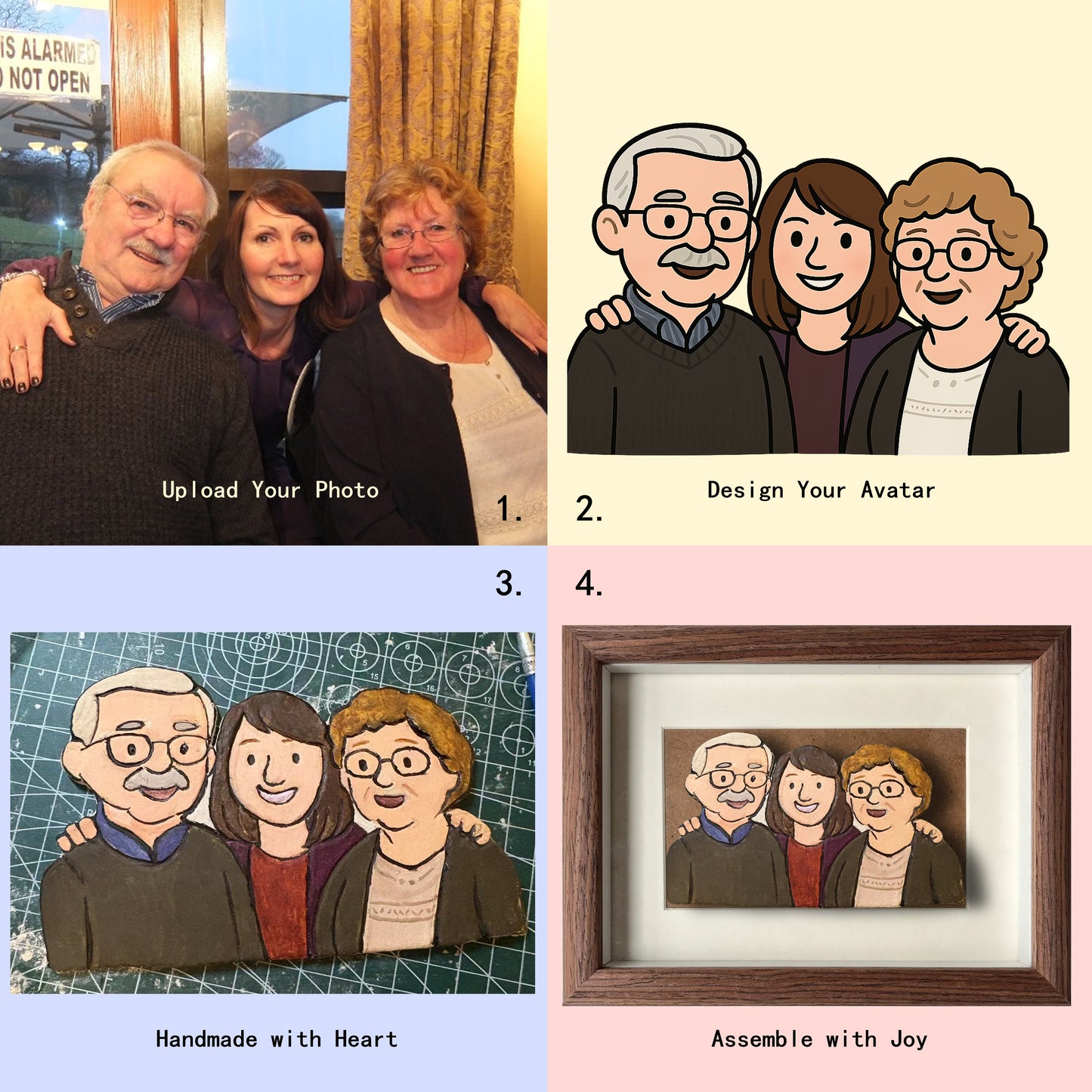 Family Keepsake Portrait - Handmade Clay Art | Fridge Magnet or Frame