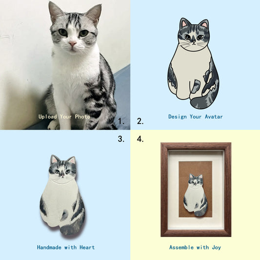 Custom Portrait in Air Dry Clay Fridge Magnet or Frame for Pet Lover