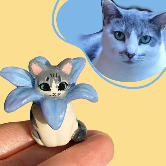 Handmade Custom Clay Portrait with Floral Collar for Pets