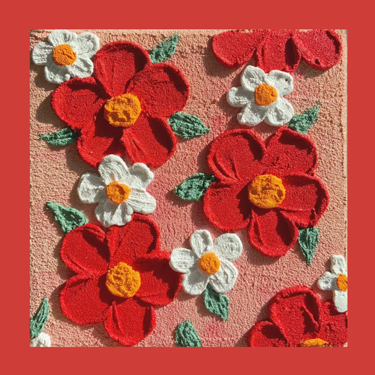 Textured Floral Sand & Acrylic Painting Canvas Kit