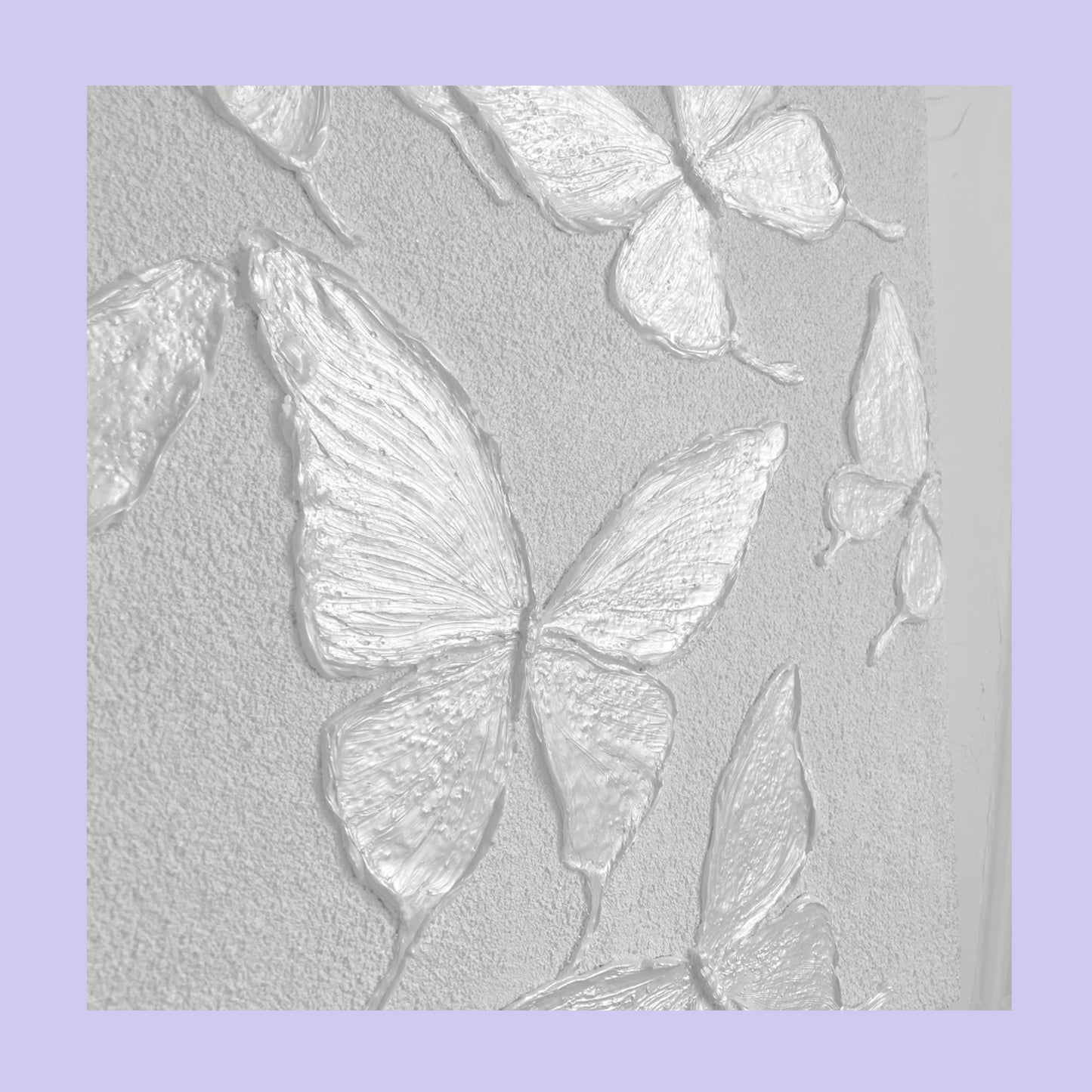 White Luminous Butterfly Texture Wall Art Kit