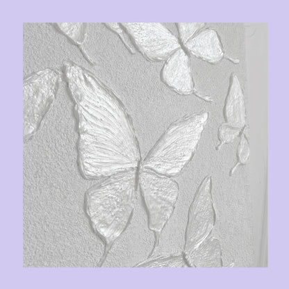 White Luminous Butterfly Texture Wall Art Kit