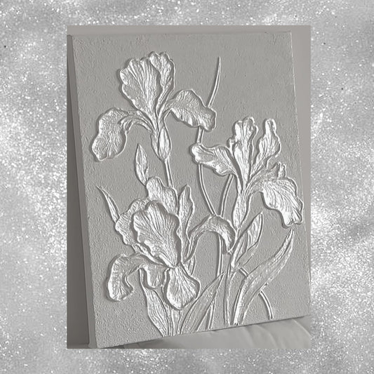 White Luminous Iris Lumière Texture Wall Art Kit Floral Canvas Decor