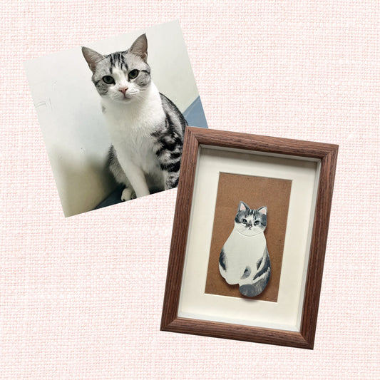 Custom Portrait in Air Dry Clay Fridge Magnet or Frame for Fur Mom