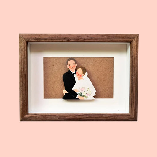 Custom Portrait in Air Dry Clay Fridge Magnet or Frame Wedding Gift