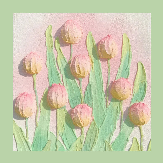 3D Floral Tulip Texture Art Kit Easy Foam Clay Canvas for Beginners