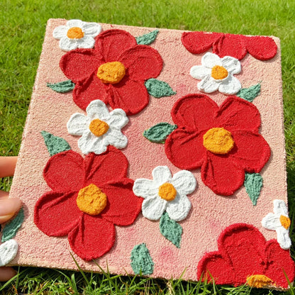 Textured Floral Sand & Acrylic Painting Canvas Kit