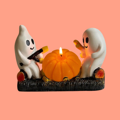 Glow-in-the-Dark Haunted Candle Holder Kit: DIY Spooky Ghost & Pumpkin Air Dry Clay Craft