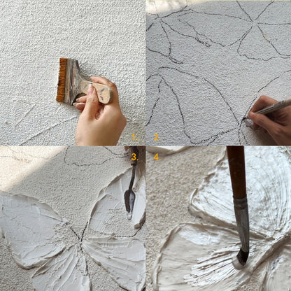 White Luminous Butterfly Texture Wall Art Kit