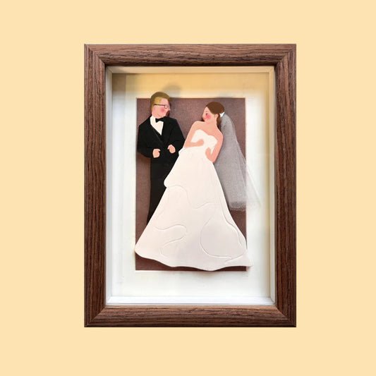 Custom Portrait in Air Dry Clay Fridge Magnet or Frame Wedding Gift