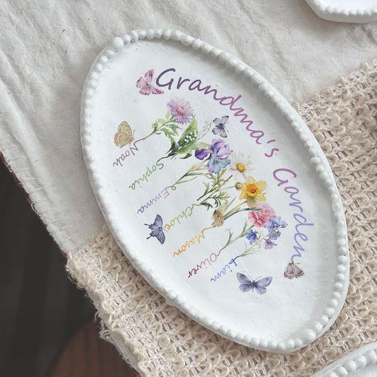 Personalized Name and Birth Flowers Pearl Keepsake Plate Craft Kit