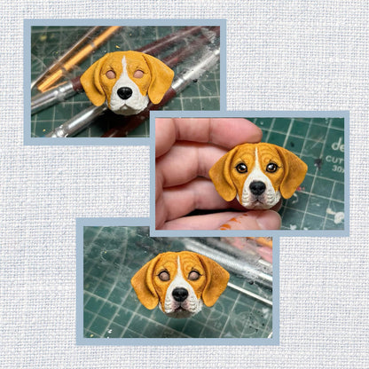 Handmade Clay Portrait Custom Pet Face Fridge Magnet
