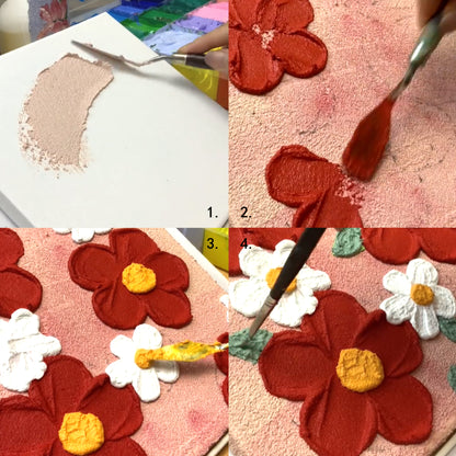 Textured Floral Sand & Acrylic Painting Canvas Kit