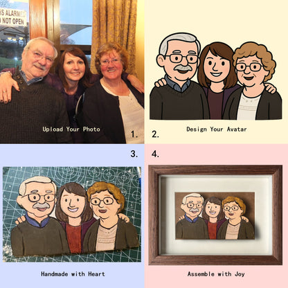 Family Keepsake Portrait - Handmade Clay Art | Fridge Magnet or Frame