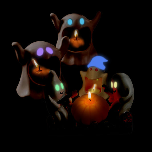 Glow-in-the-Dark Haunted Candle Holder Kit: DIY Spooky Ghost & Pumpkin Air Dry Clay Craft