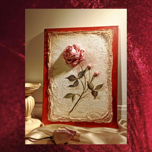 3D Vintage Epistles Rose & Letter Texture Canvas Art Kit