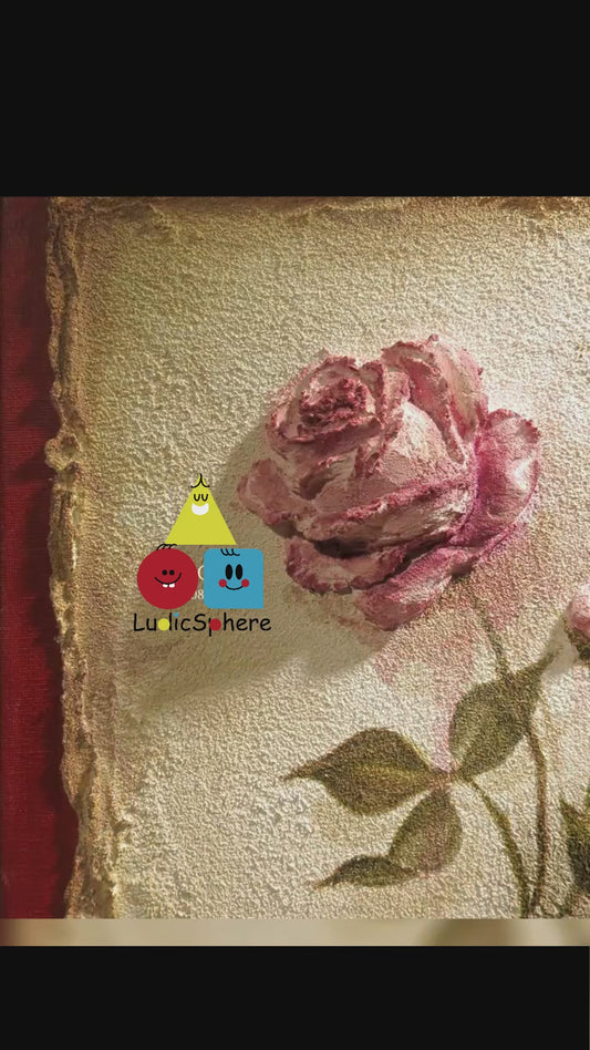 3D Vintage Epistles Rose & Letter Texture Canvas Art Kit