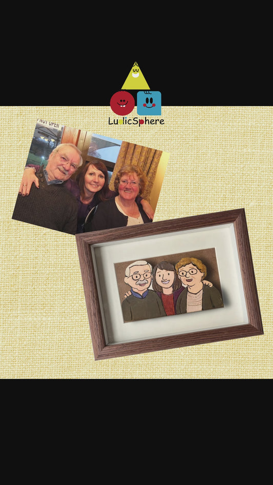 Family Keepsake Portrait - Handmade Clay Art | Fridge Magnet or Frame