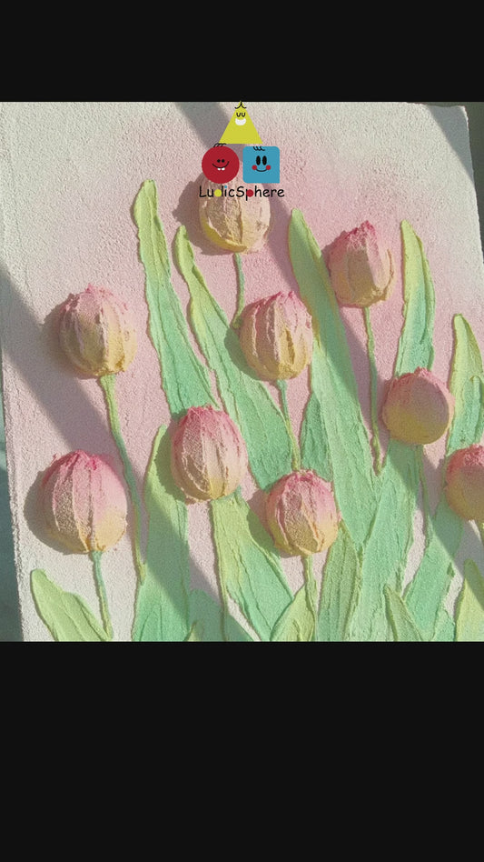 3D Floral Tulip Texture Art Kit Easy Foam Clay Canvas for Beginners