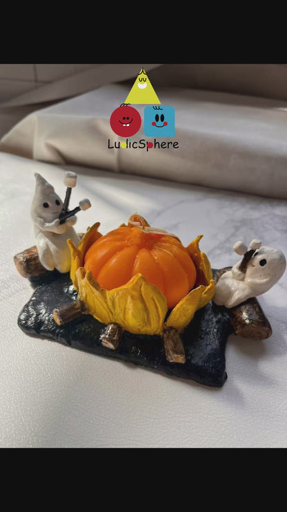 Glow-in-the-Dark Haunted Candle Holder Kit: DIY Spooky Ghost & Pumpkin Air Dry Clay Craft