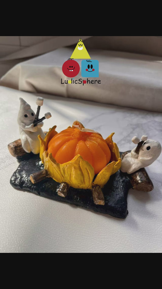 Glow-in-the-Dark Haunted Candle Holder Kit: DIY Spooky Ghost & Pumpkin Air Dry Clay Craft